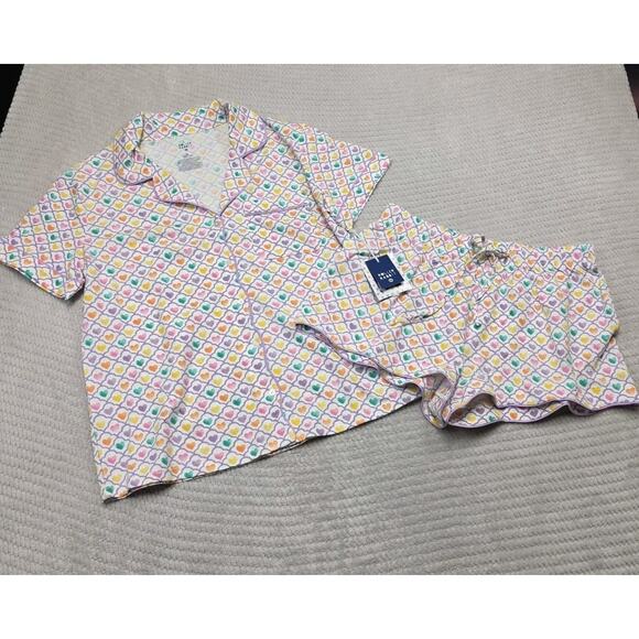 Roberta Roller Rabbit Other - Roller Rabbit X Target Pajama Set Womens Medium Heart Print Scalloped Hem